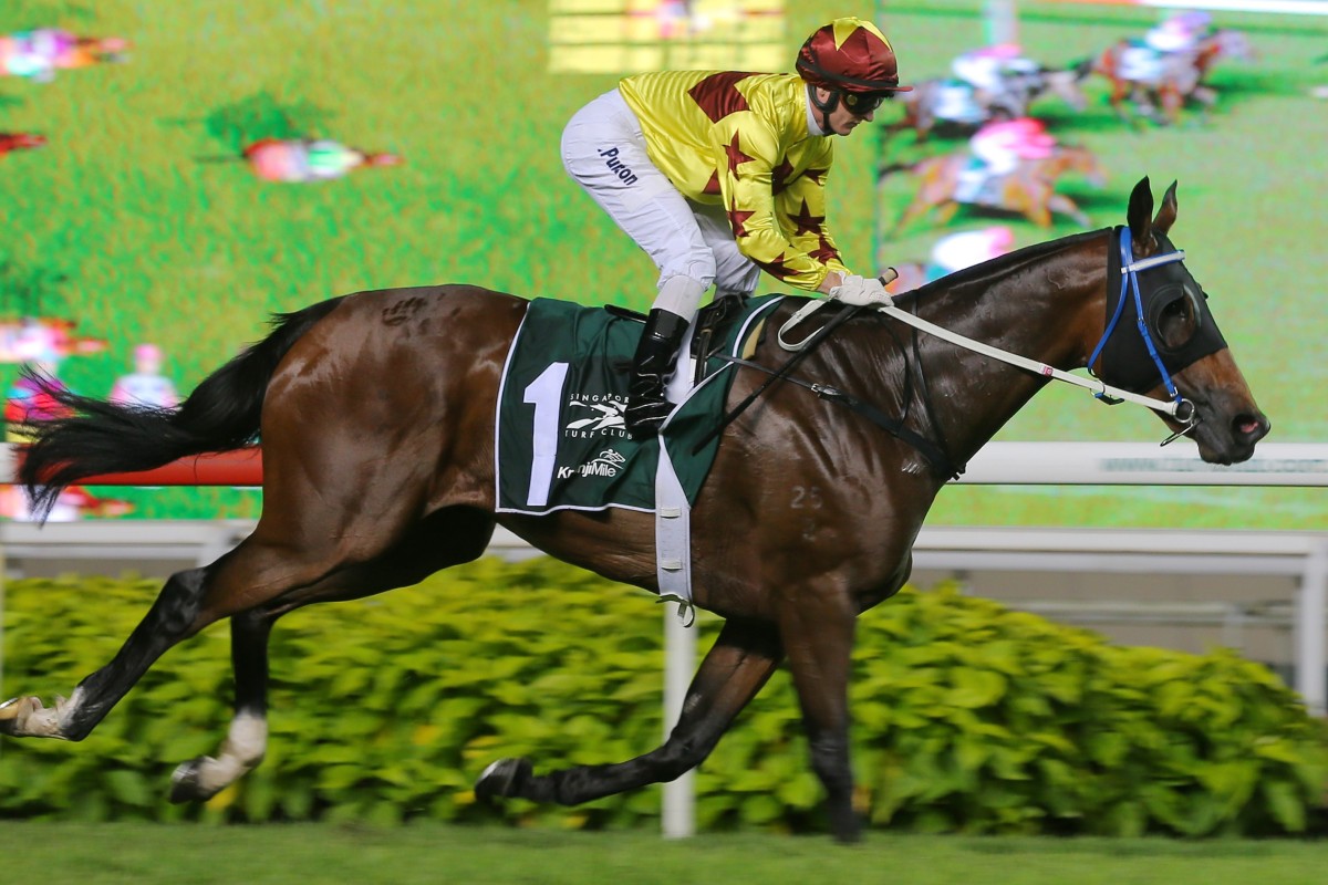 Southern Legend wins the Kranji Mile in Singapore last season. Photos: Kenneth Chan
