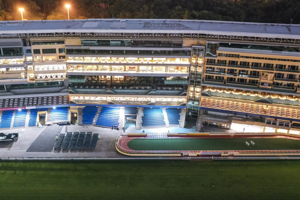 Happy Valley racecourse is deserted after a race meeting was cancelled. Photo: Martin Chan