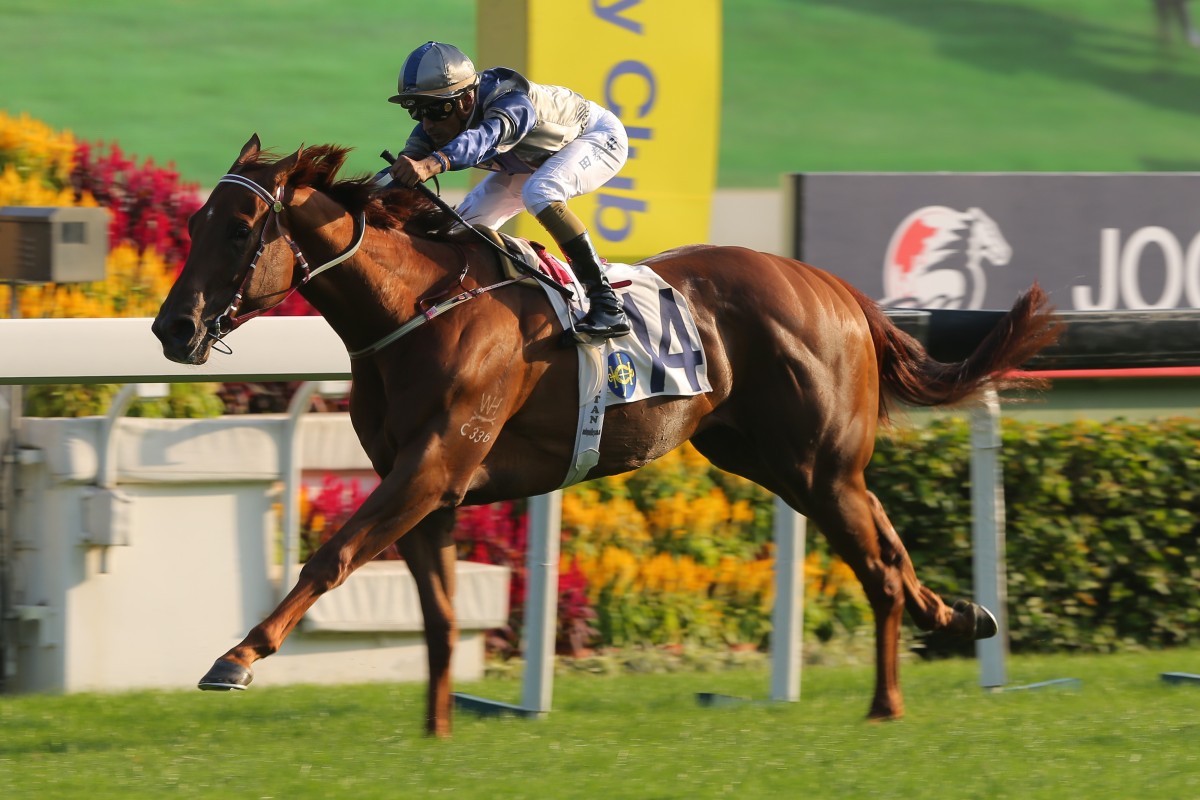 Aethero makes light work of the Jockey Club Sprint at Sha Tin on Sunday. Photos: Kenneth Chan