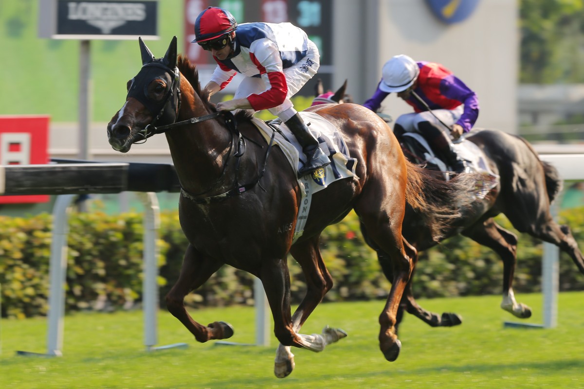 Zac Purton guides Fast Most Furious to victory at Sha Tin on Saturday. Photos: Kenneth Chan