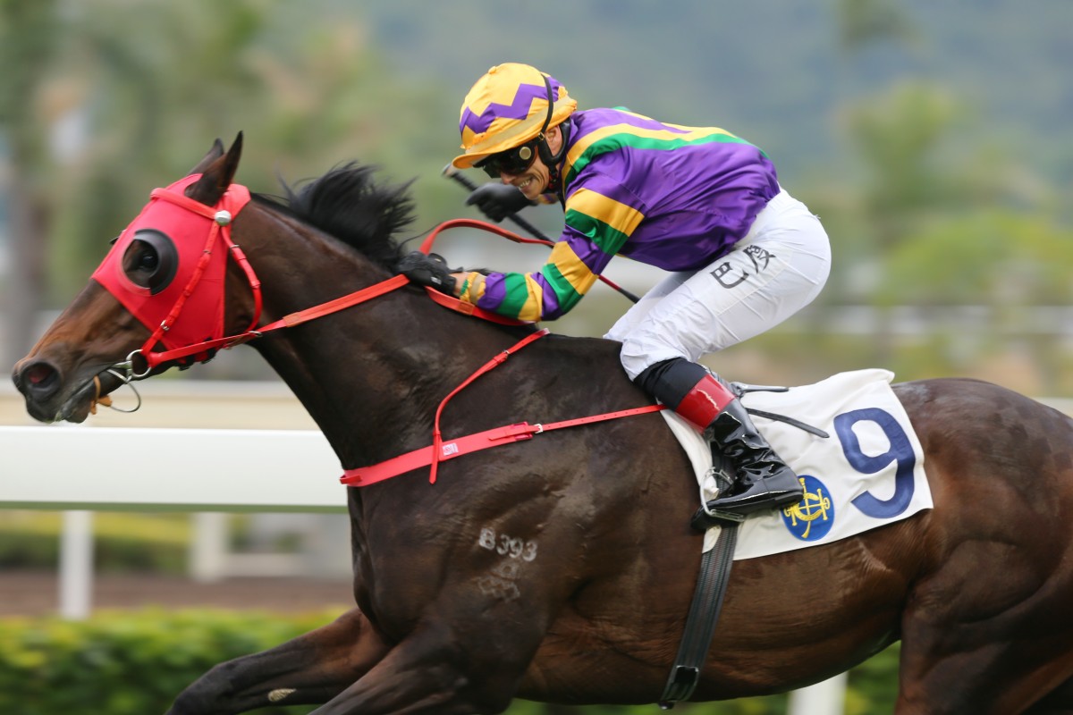 Alexis Badel celebrates his win aboard Perfect Match on Sunday. Photos: Kenneth Chan