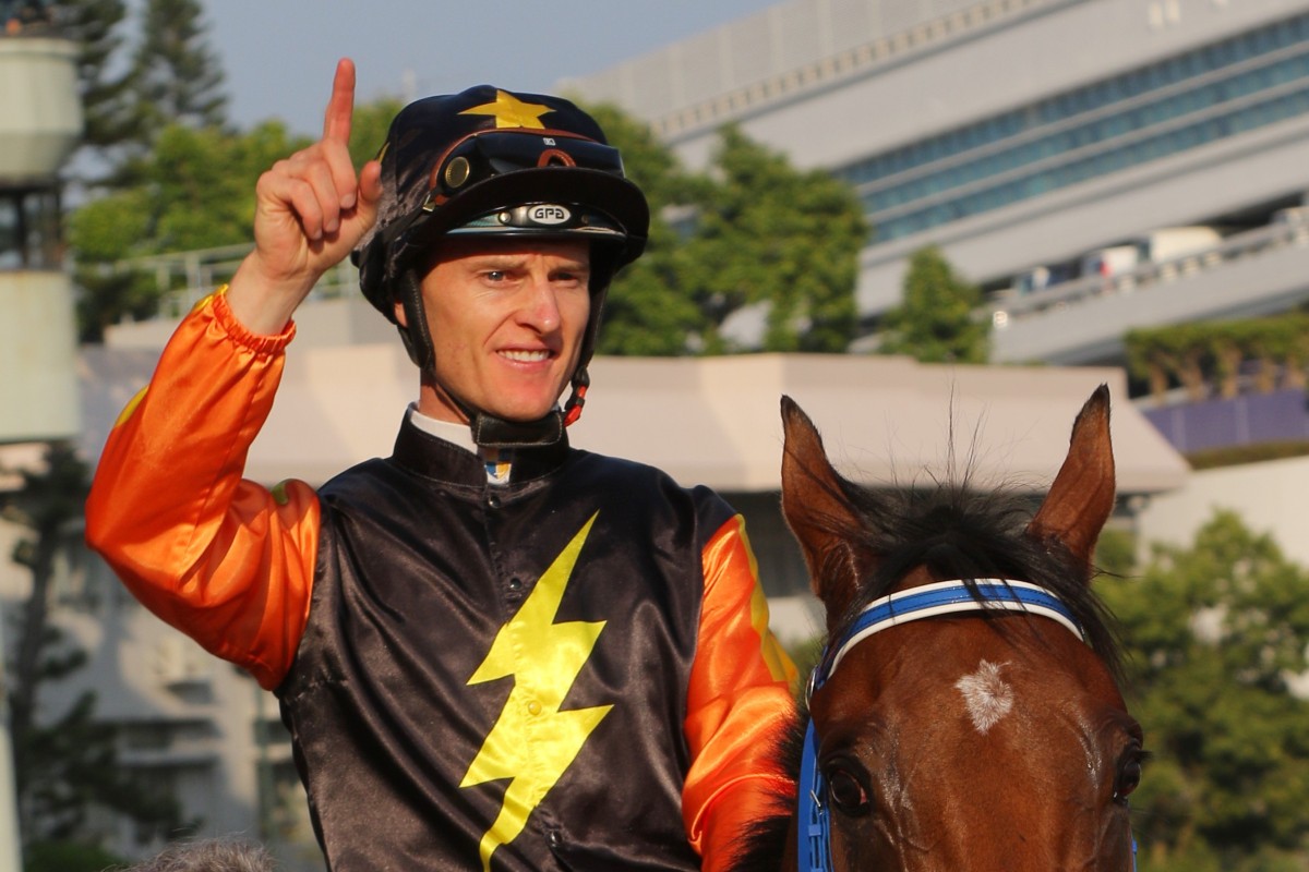 Zac Purton celebrates his win aboard Blastoise last month. Photos: Kenneth Chan