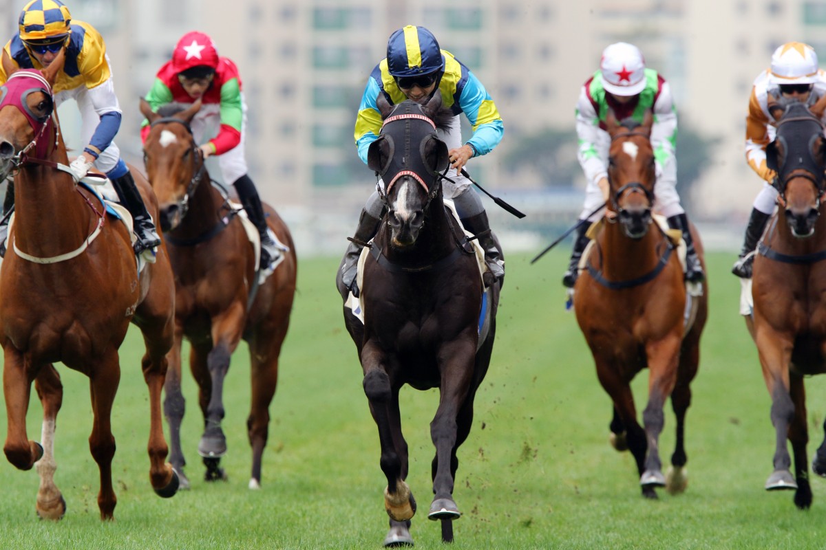 Jolly Banner takes out the Bauhinia Sprint Trophy in January. Photos: Kenneth Chan