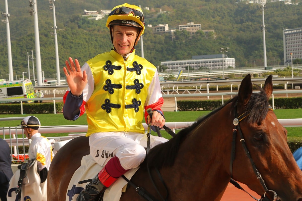 Blake Shinn celebrates his win aboard Golden Four at Sha Tin on Saturday. Photos: Kenneth Chan
