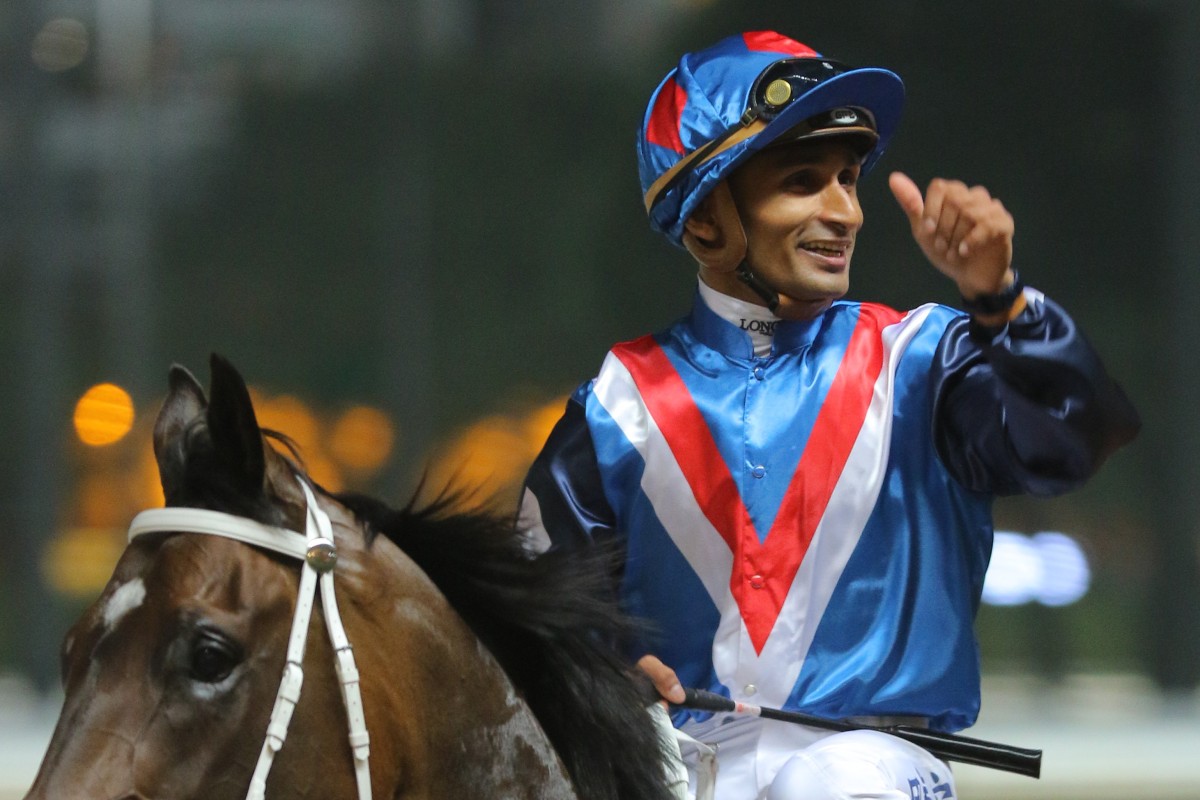 Karis Teetan is all smiles after saluting aboard Flying Genius. Photos: Kenneth Chan