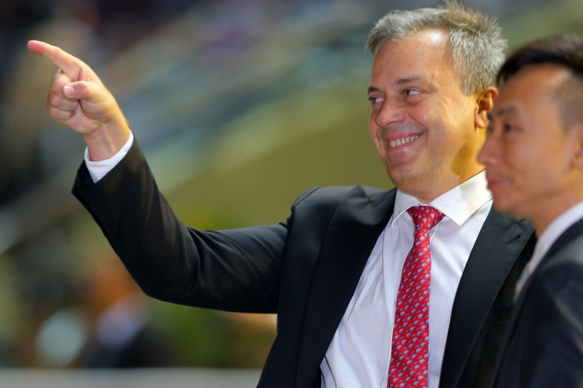 Caspar Fownes is all smiles after training a winner at Happy Valley this season. Photos: Kenneth Chan