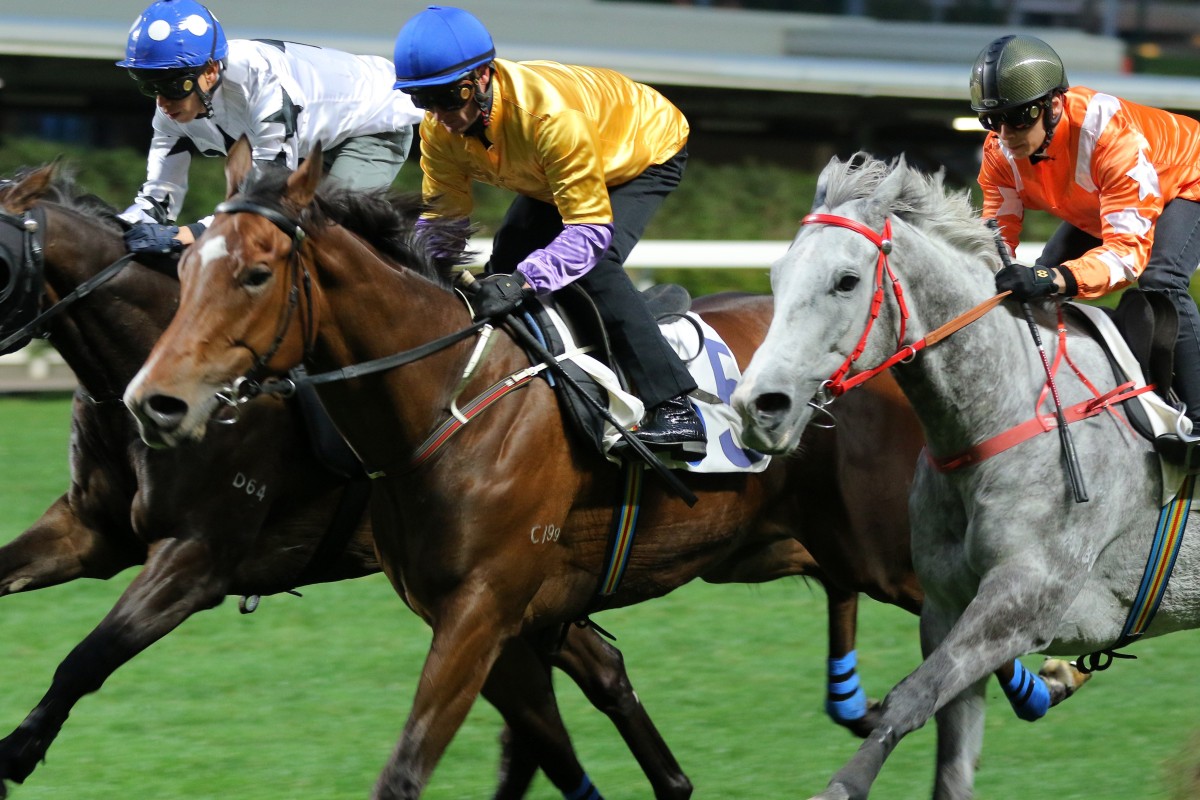 Zac Purton trials More Than This (middle) at Happy Valley last month. Photos: Kenneth Chan