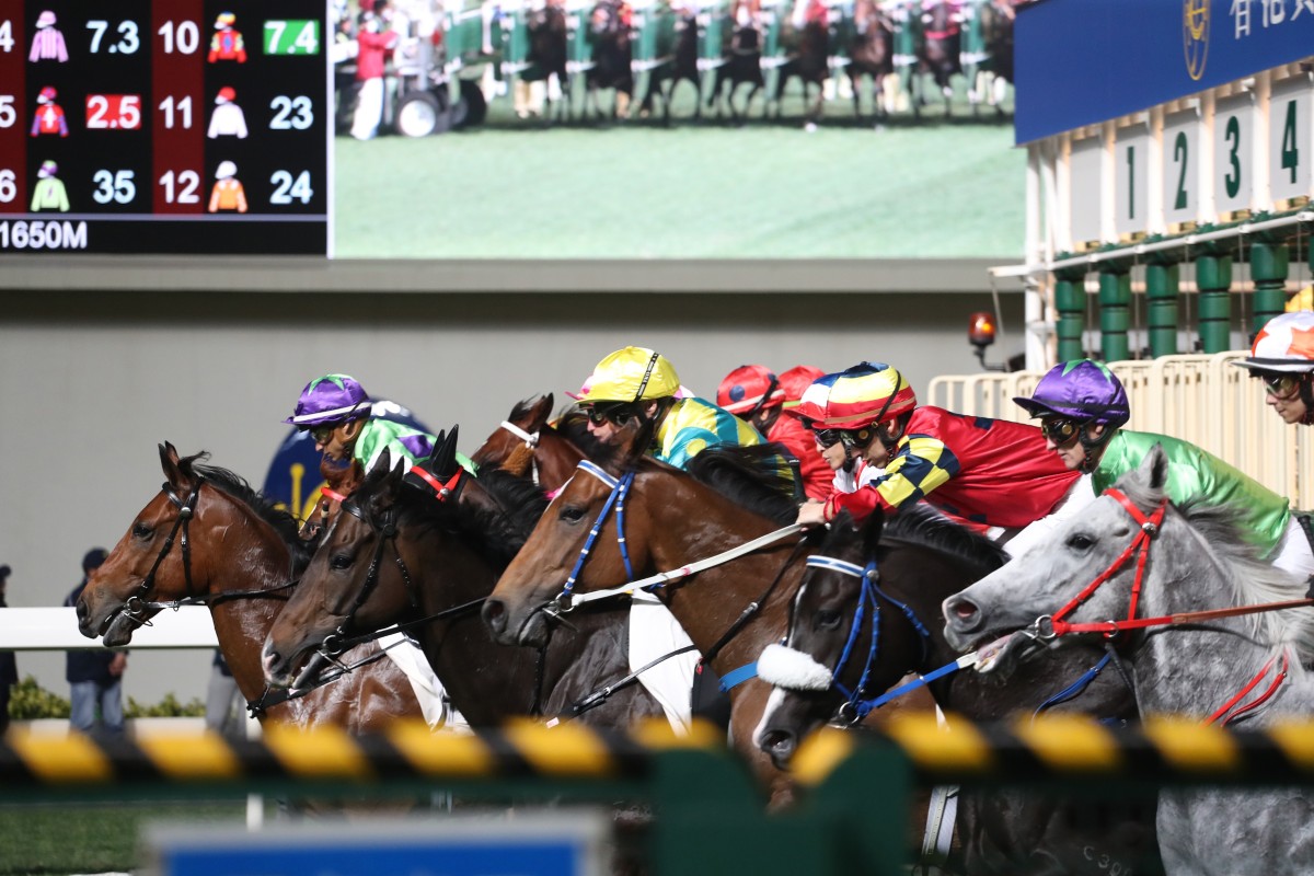 Horses jump from the gates at Happy Valley on Wednesday night. Photos: Kenneth Chan