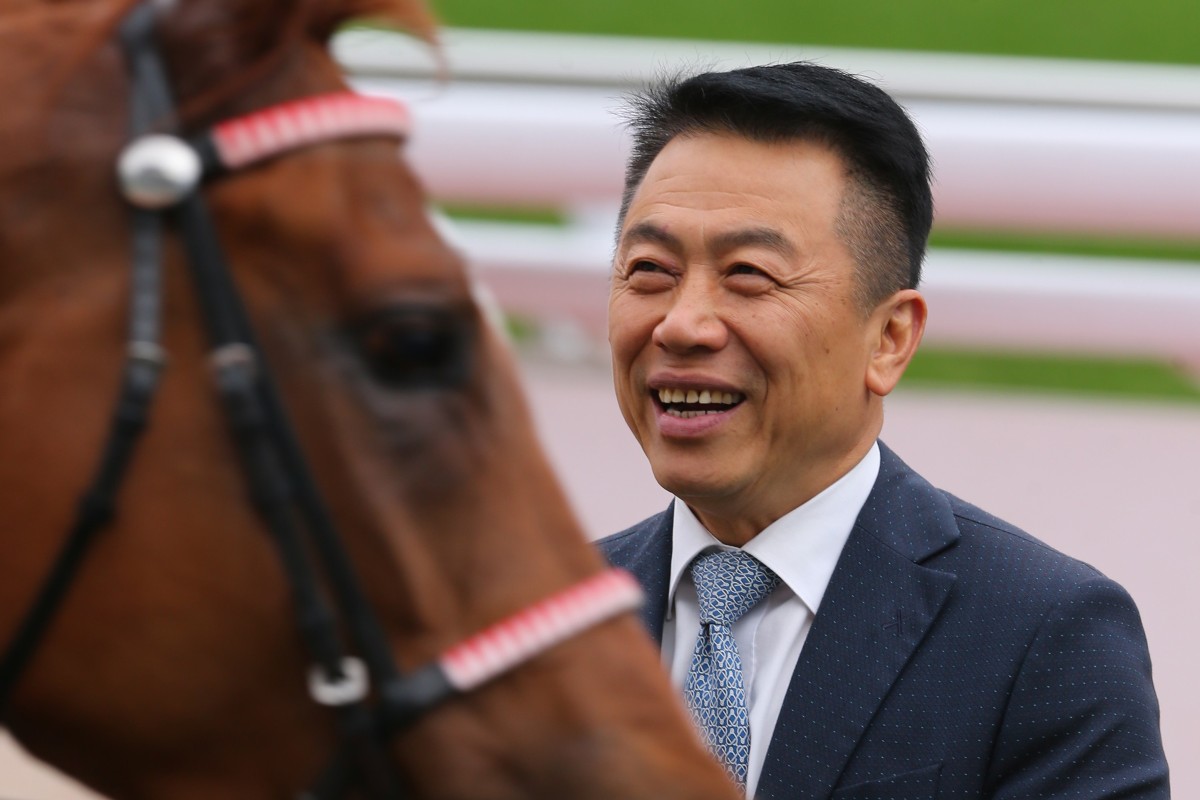 Ricky Yiu is all smiles after Voyage Warrior’s win on New Year’s Day. Photos: Kenneth Chan