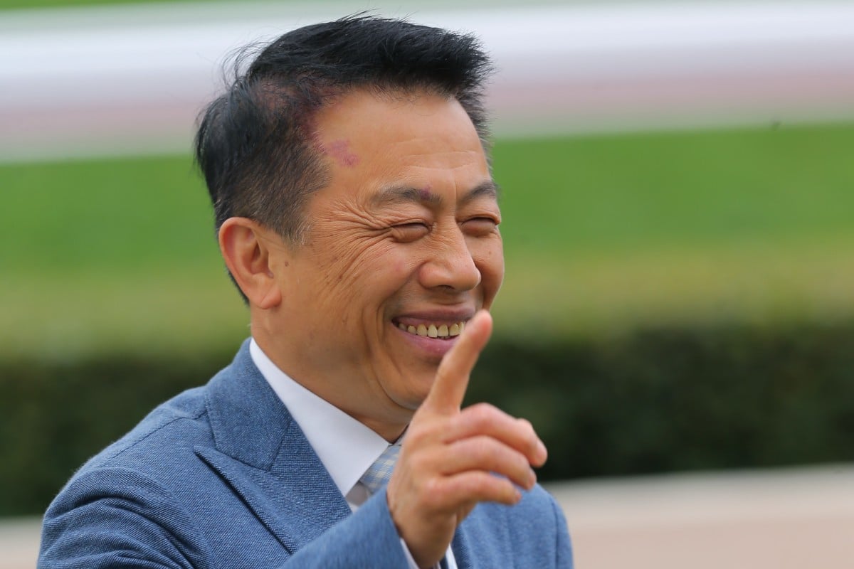 Ricky Yiu celebrates on his way to a treble at Sha Tin on Saturday afternoon. Photos: Kenneth Chan