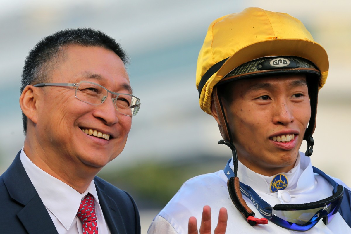 Trainer Francis Lui and jockey Vincent Ho celebrate one of Golden Sixty’s wins. Photos: Kenneth Chan
