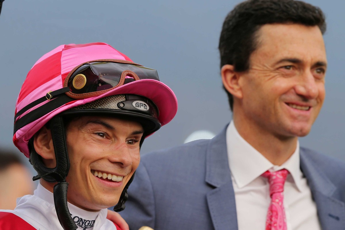 Alexis Badel and Douglas Whyte after winning with Super Wealthy at Sha Tin. Photos: Kenneth Chan