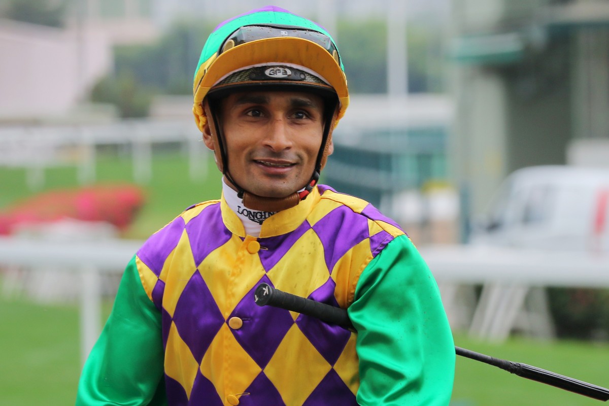 Karis Teetan on his way to a treble and a suspension at Sha Tin on Sunday. Photos: Kenneth Chan