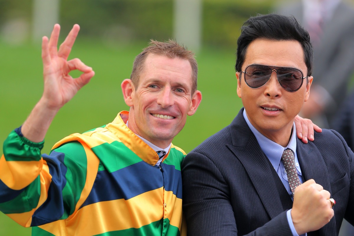 Hugh Bowman and Donnie Yen celebrate Furore’s Hong Kong Derby win last season. Photos: Kenneth Chan