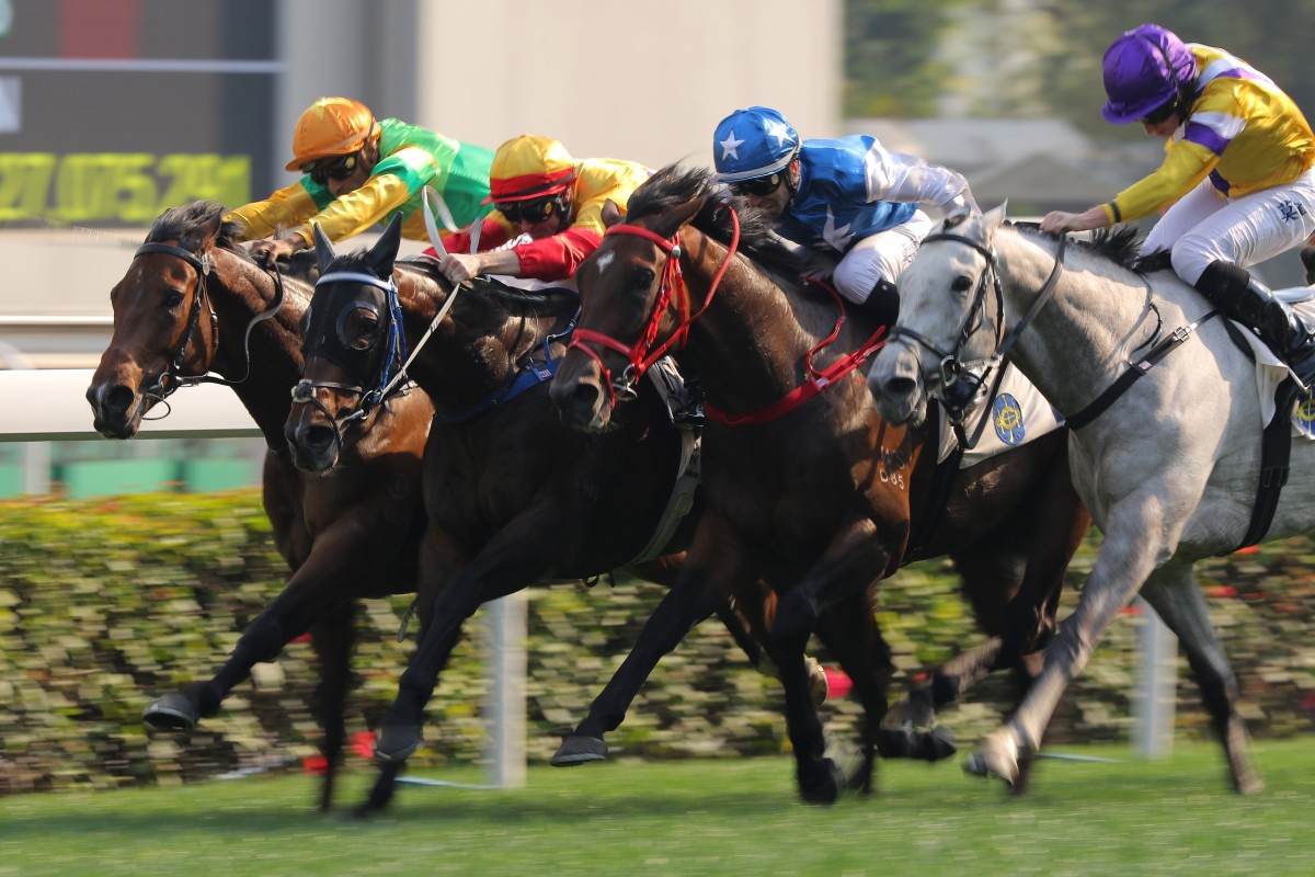Amazing Beats (inside) edges out Columbus County at Sha Tin last month. Photos: Kenneth Chan
