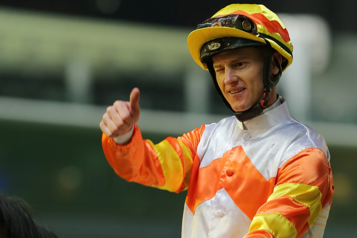 Zac Purton salutes after riding a winner at Happy Valley this week. Photos: Kenneth Chan
