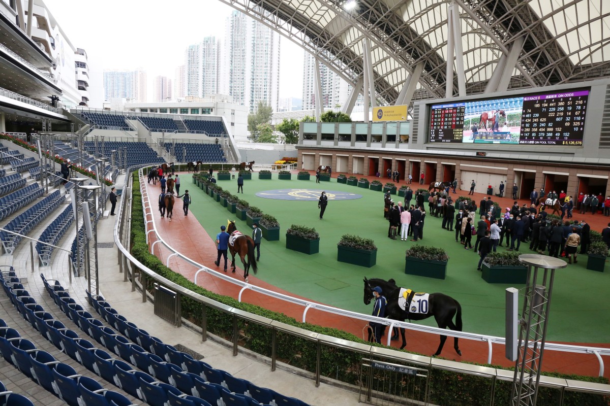 Horses parade at Sha Tin with no fans in the stands. Photos: Kenneth Chan