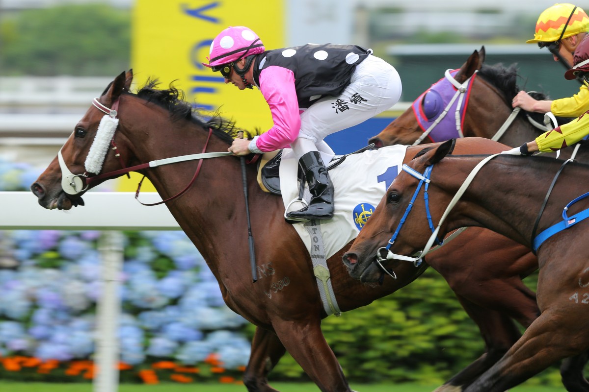 Zac Purton guides Beauty Generation to victory in the Group Two Chairman’s Trophy at Sha Tin on Sunday. Photos: Kenneth Chan