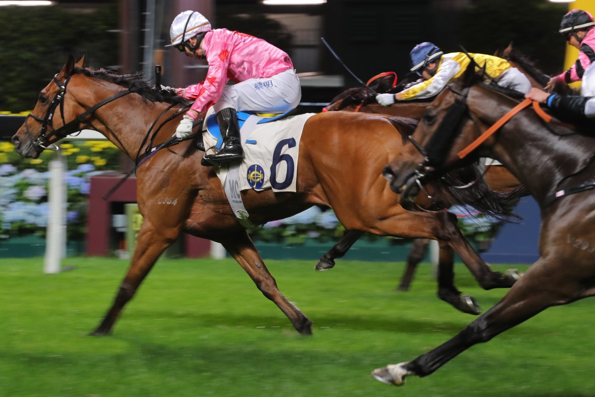 Matthew Chadwick drives Good Shot to victory at Happy Valley on Wednesday night. Photos: Kenneth Chan