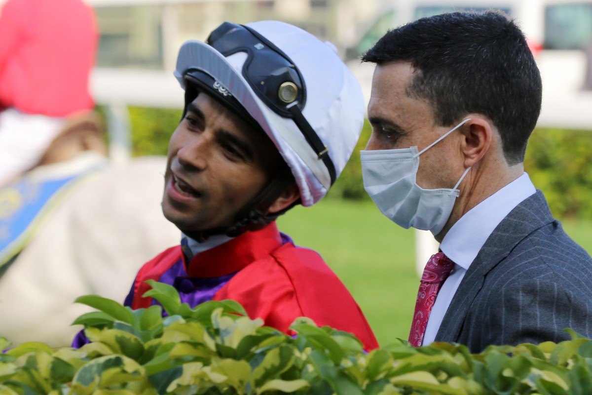 Joao Moreira and Douglas Whyte after combining for a winner at Sha Tin. Photos: Kenneth Chan