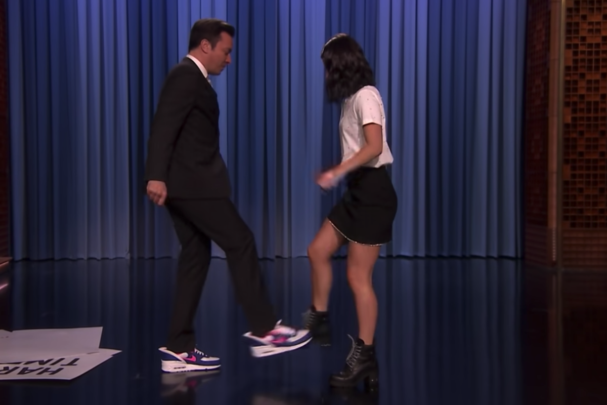Jimmy Fallon gets schooled by TikTok star Charli D'Amelio. Photo: YouTube