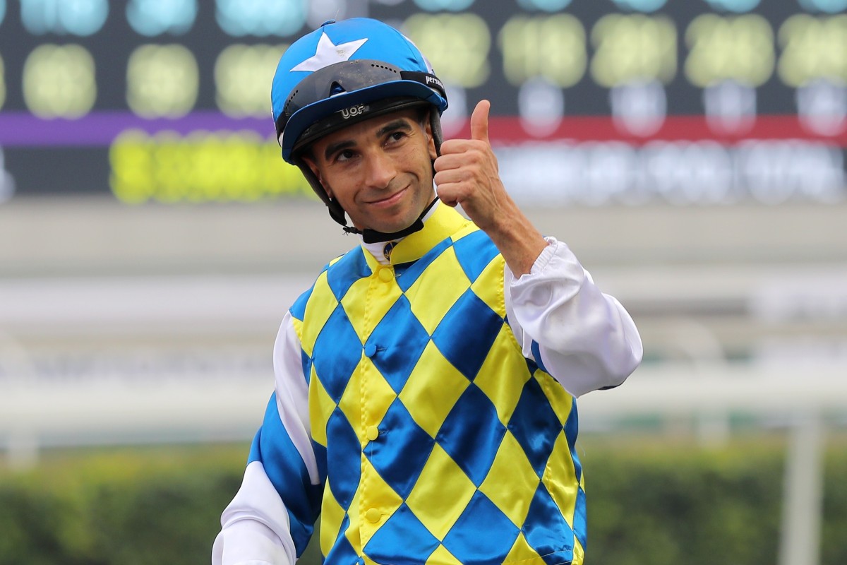 Joao Moreira celebrates a recent win on Computer Patch. Photos: Kenneth Chan