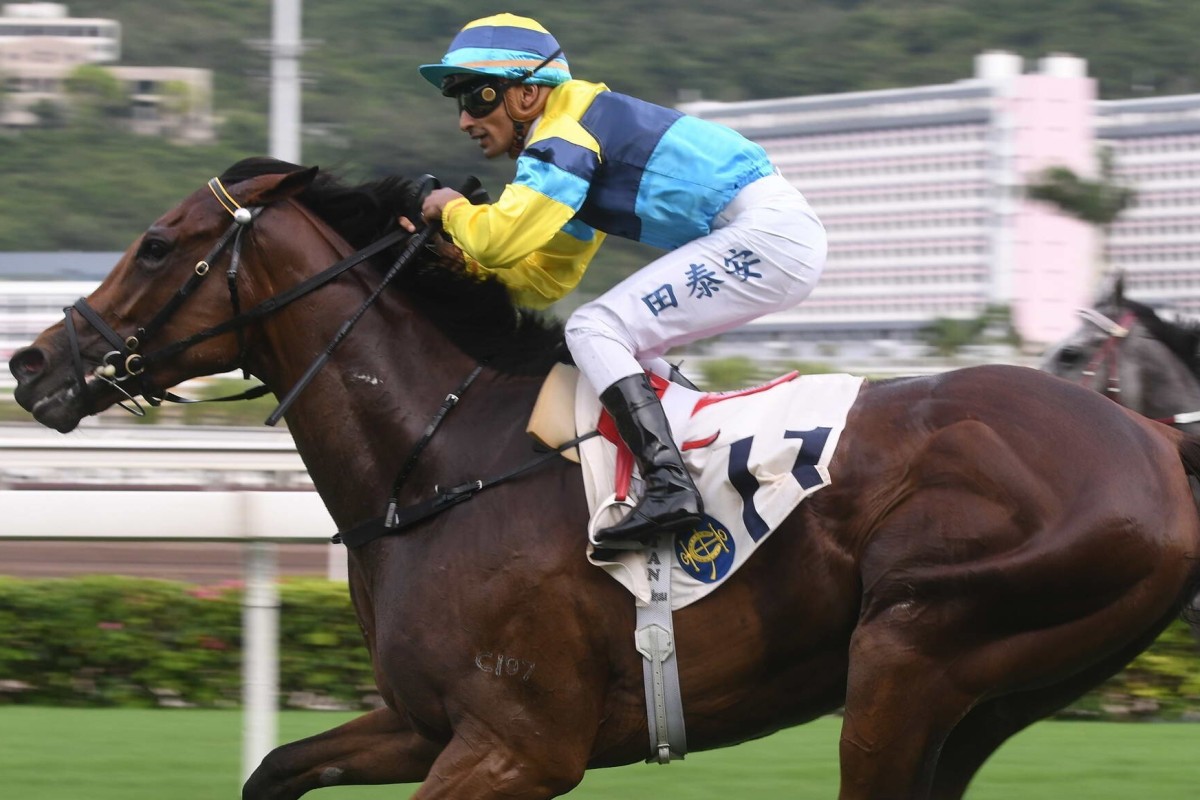 Karis Teetan wins on Righteous Doctrine at Sha Tin on Sunday. Photos: Kenneth Chan