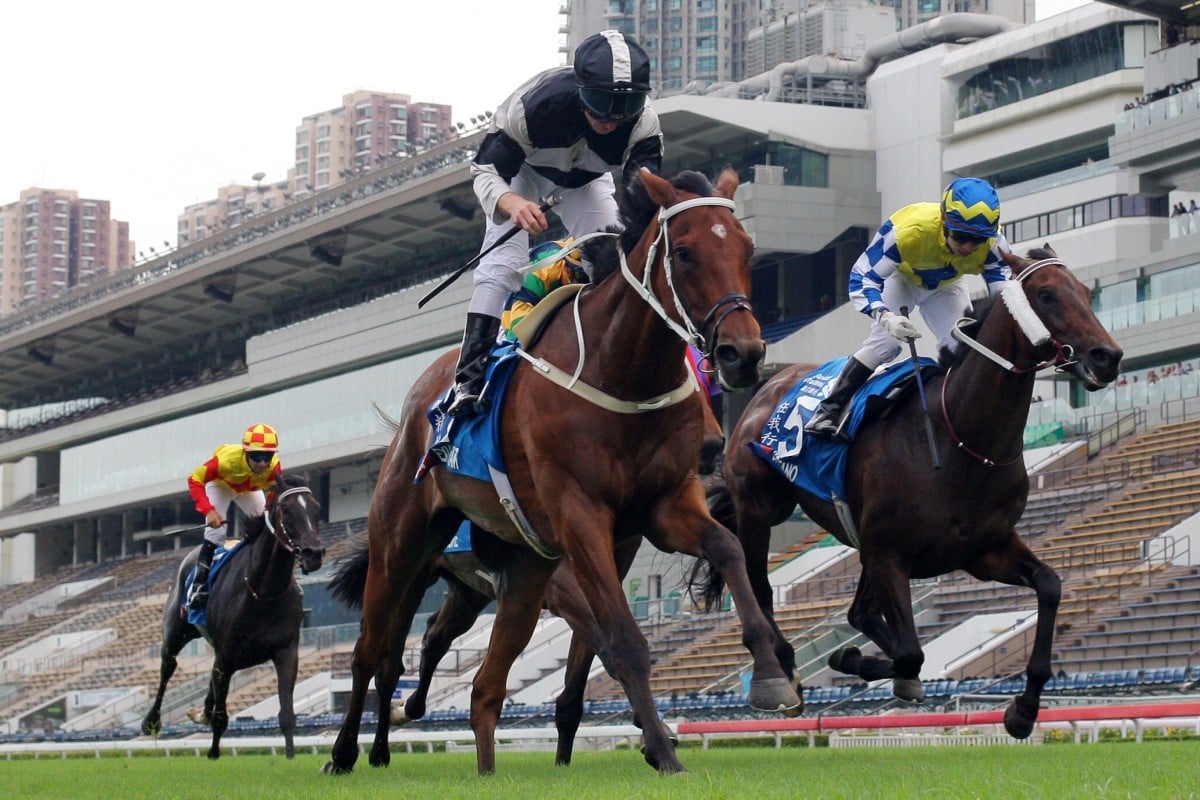 Exultant wins the Group One Standard Chartered Champions & Chater Cup. Photos: Kenneth Chan