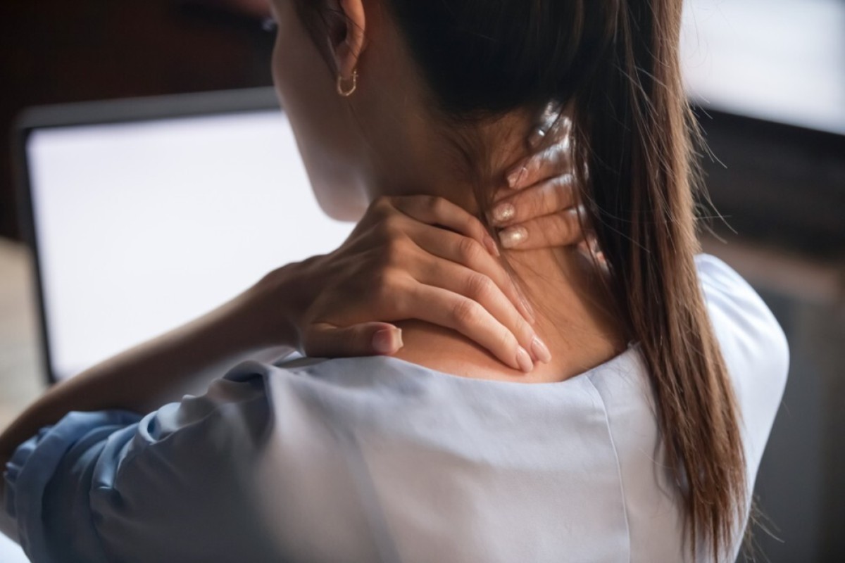 'Text neck' can be brought on by tilting your head forward for too long because of smartphones and laptops.