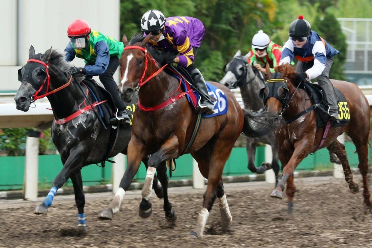Joao Moreira guides Lucky Express to victory in a barrier trial last week. Photos: Kenneth Chan
