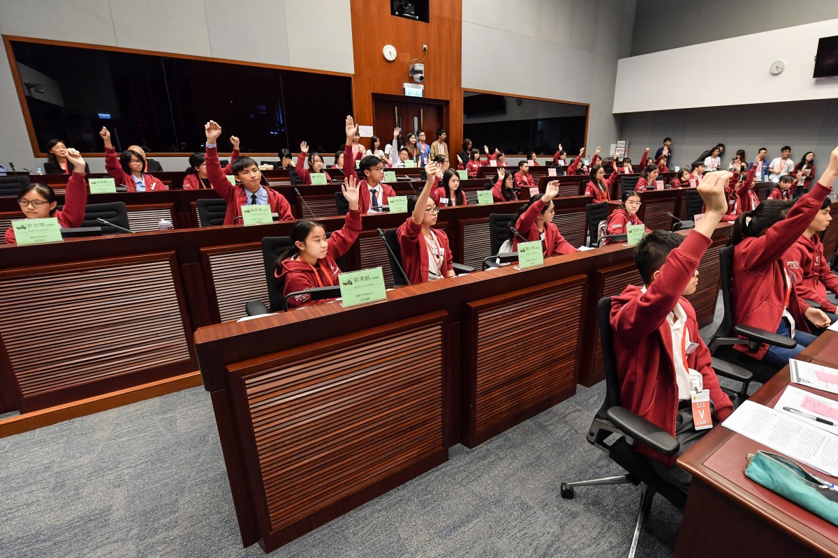 Fifty-one young councillors gathered at Legco to discuss proposed policies on youth-related issues. Photos: Children's Council 2018