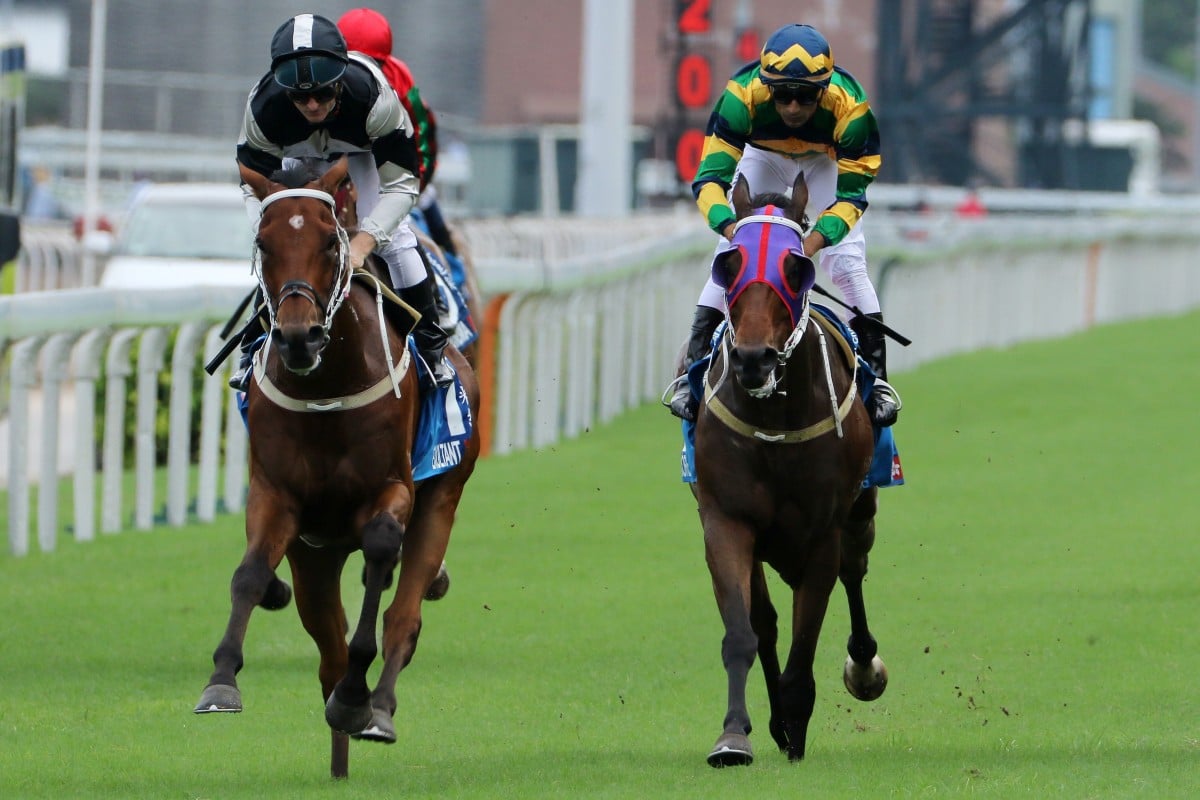 Furore (right) finishes third in last month’s Group One Champions & Chater Cup. Photos: Kenneth Chan