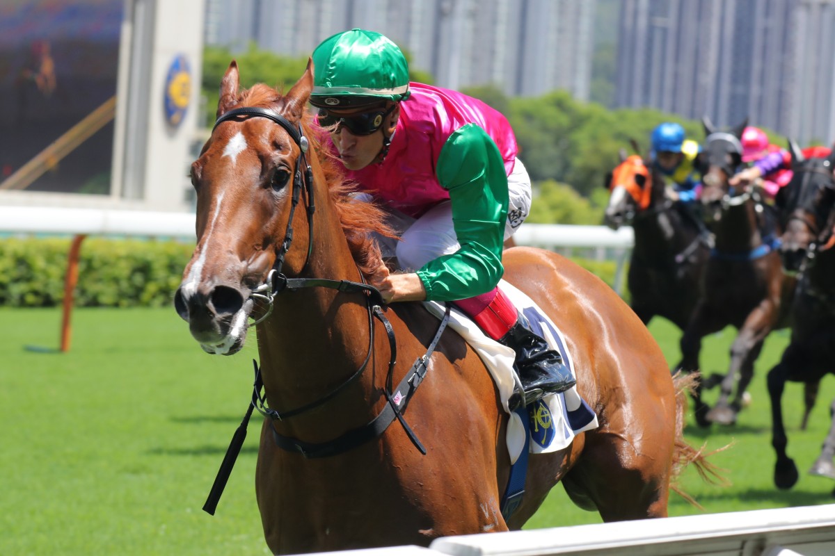 Blake Shinn guides Joyful Fortune to victory at Sha Tin on Sunday. Photos: Kenneth Chan