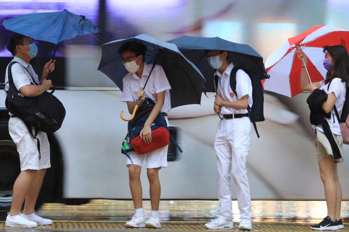 Most students didn't have to grapple with Wednesday's windy, wet weather. Photo: SCMP / May Tse