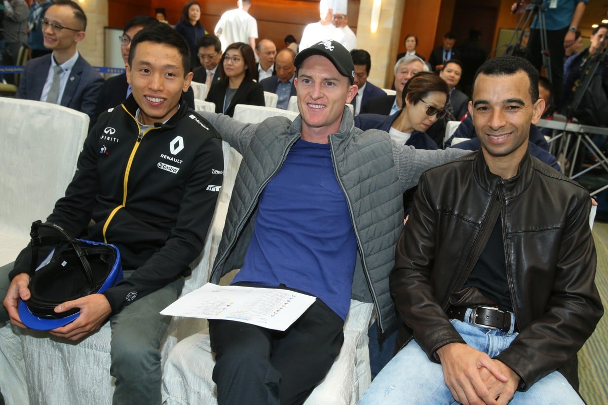 Vincent Ho, Zac Purton and Joao Moreira wait for the draw at the International Jockeys’ Championship last year. Photos: Kenneth Chan