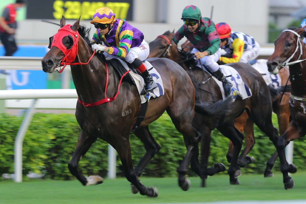 Alexis Badel drives Perfect Match to victory in the HKSAR Chief Executive’s Cup at Sha Tin on Sunday. Photos: Kenneth Chan