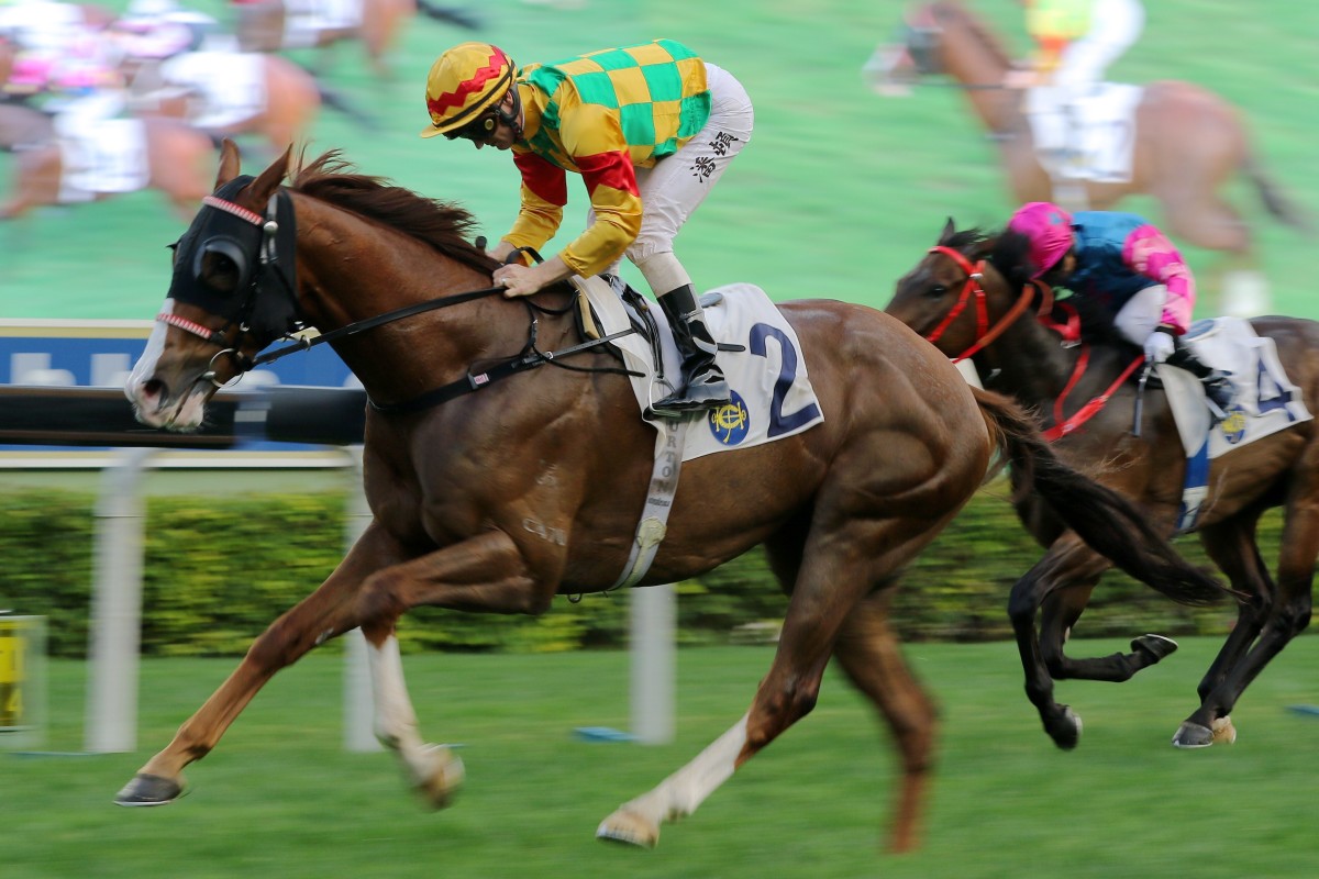 Mighty Giant coasts over the line to salute under Zac Purton in April. Photos: Kenneth Chan