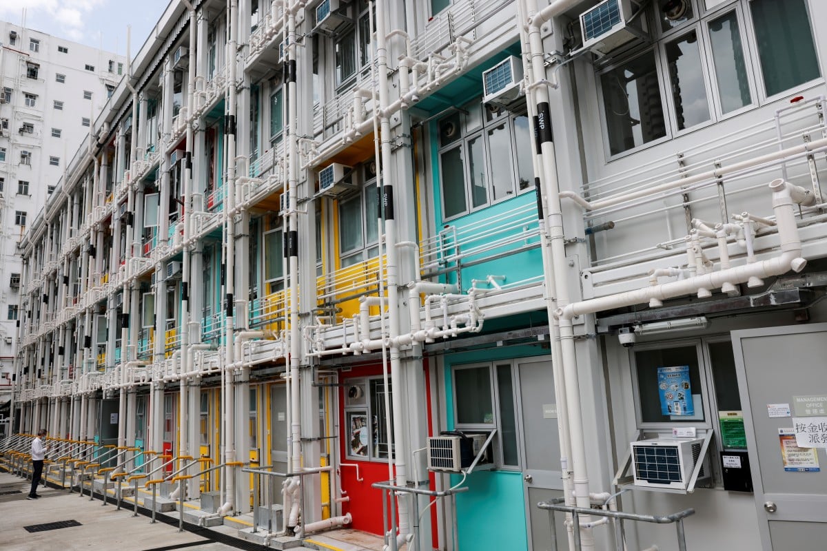 A view of the government's newly-built four-story "module homes" building made from pre-fabricated parts in Shek Kip Mei. Photo: Reuters