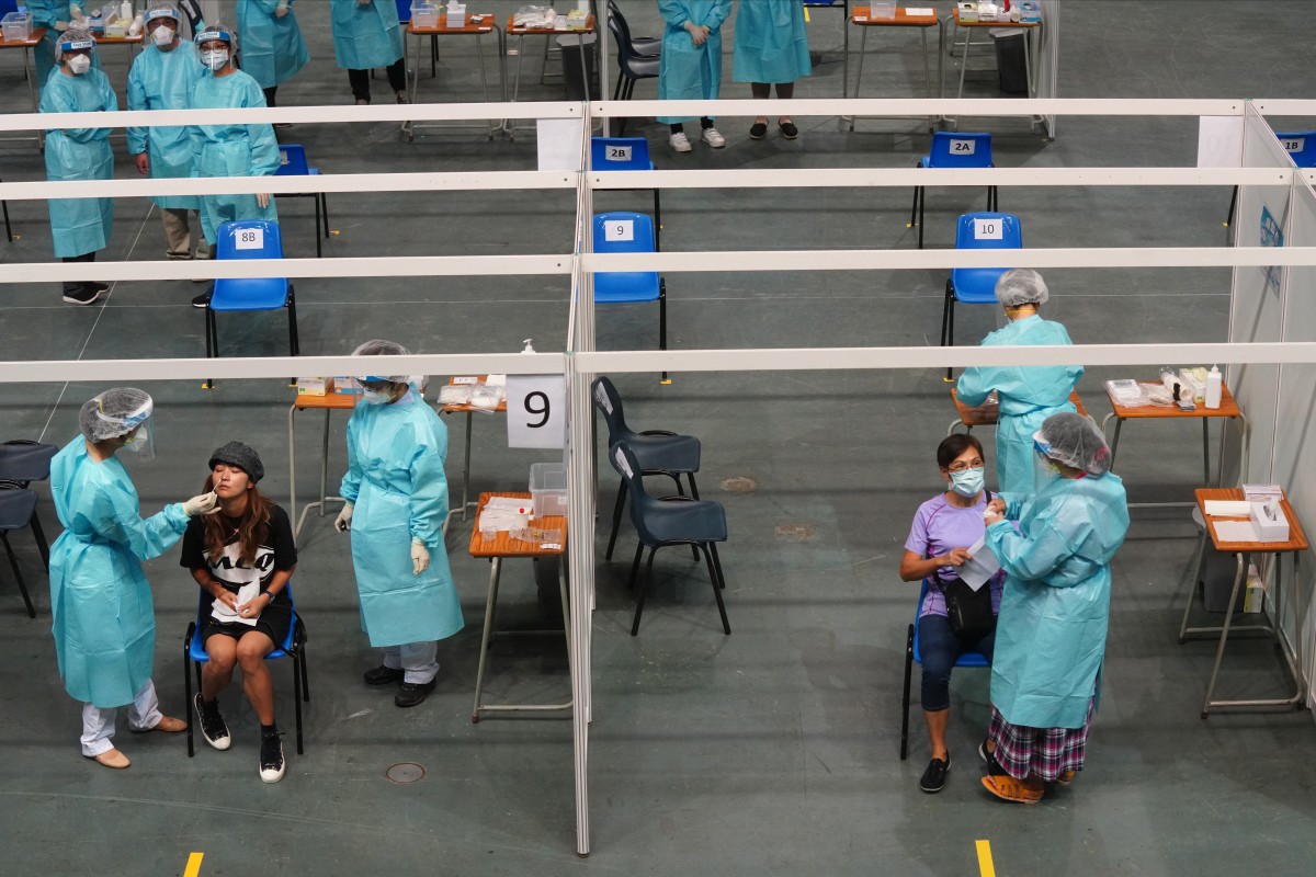 Hong Kong residents take part in the Covid-19 Universal Community Testing programme.