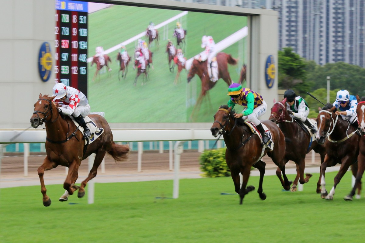 Inner Flame surges to victory at Sha Tin in May. Photos: Kenneth Chan
