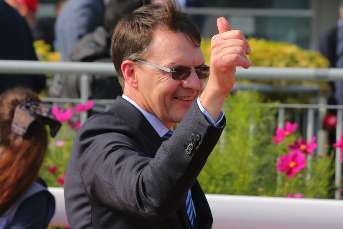 Aidan O'Brien celebrates a win at Sha Tin. Photos: Kenneth Chan
