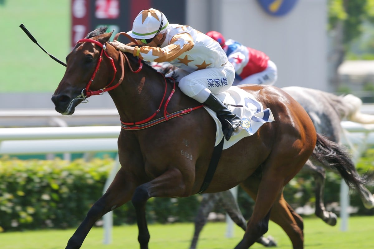 Wishful Thinker dashes clear to win at Sha Tin on Sunday. Photos: Kenneth Chan