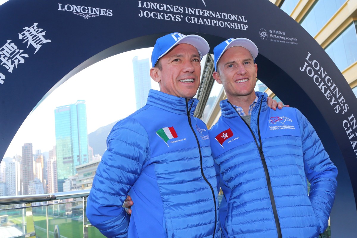 Frankie Dettori with Zac Purton at the 2019 International Jockeys’ Championship draw. Photos: Kenneth Chan