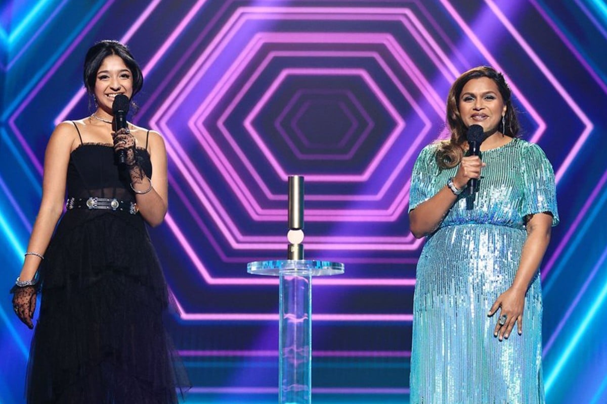 Maitreyi Ramakrishnan (left) and Mindy Kaling won best comedy for their show Never Have I Ever. Photo: TNS)