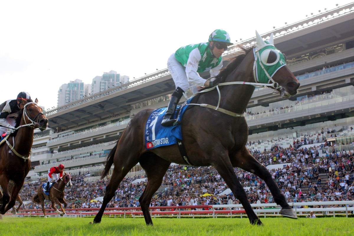 Pakistan Star wins the Group One Champions & Chater Cup (2,400m) at Sha Tin. Photos: Kenneth Chan