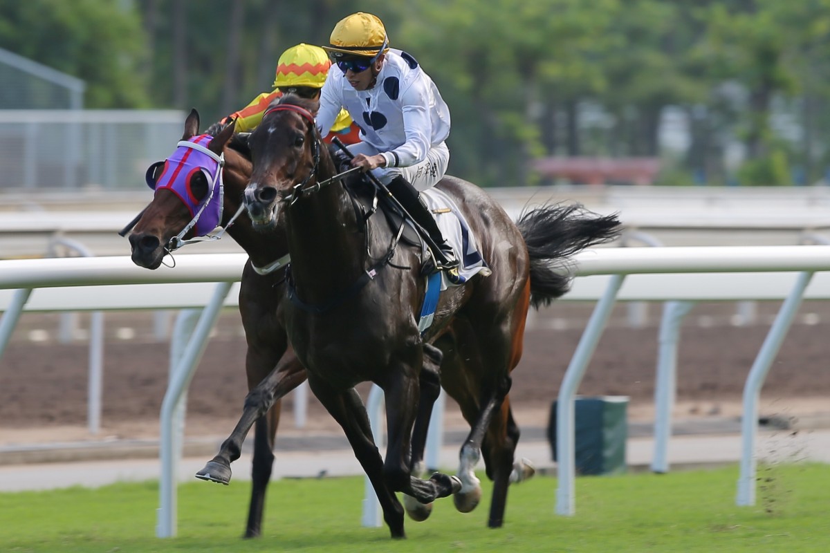 Golden Sixty dashes clear to win the Group Two Sha Tin Trophy at Sha Tin. Photos: Kenneth Chan