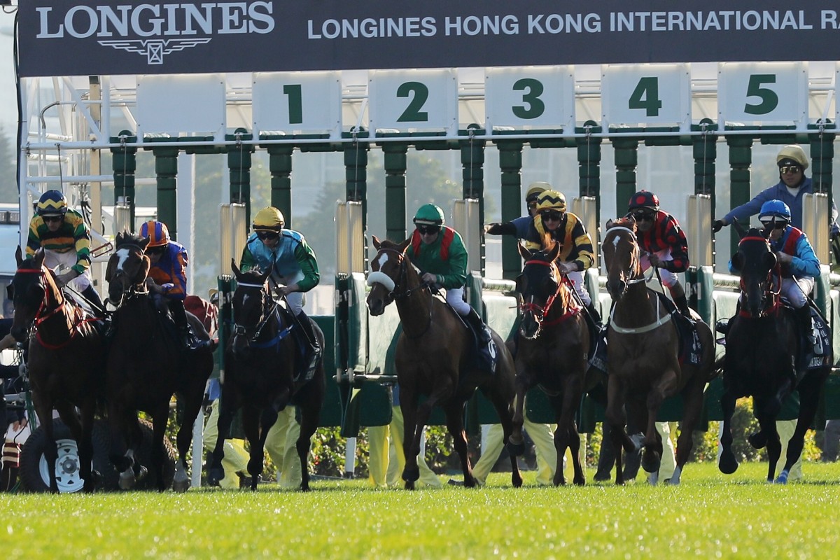 Horses leave the gates for the 2019 Hong Kong Cup. Photos: Kenneth Chan