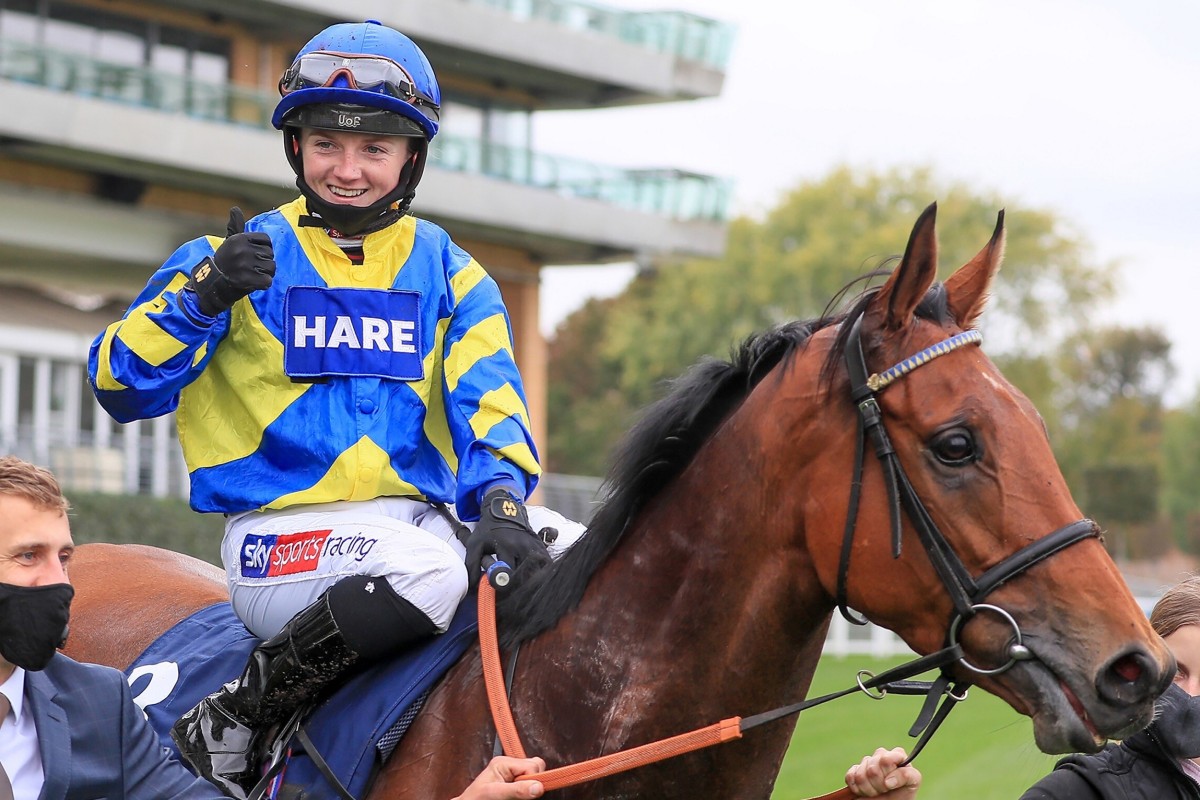 Hollie Doyle celebrates after winning the Group Two Qipco British Champions Long Distance Cup at Ascot in October. Photo: Mark Cranham