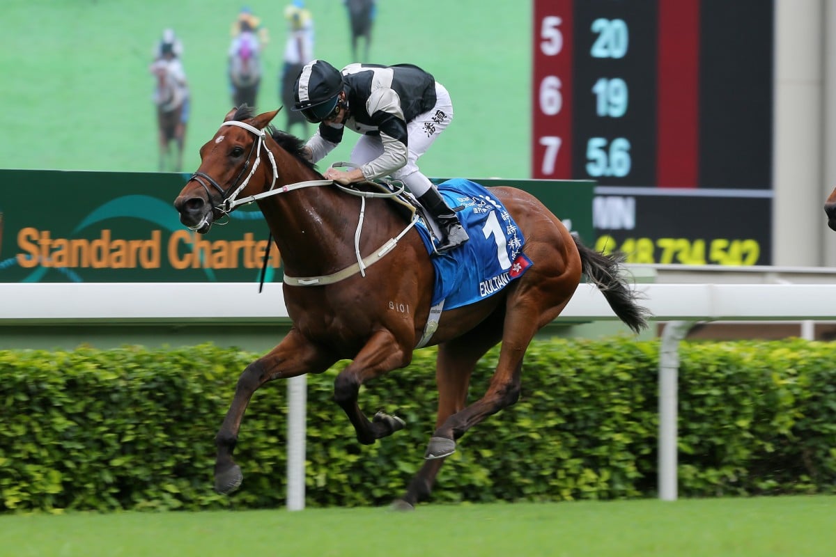 Exultant wins the Group One Champions & Chater Cup in May. Photo: Kenneth Chan