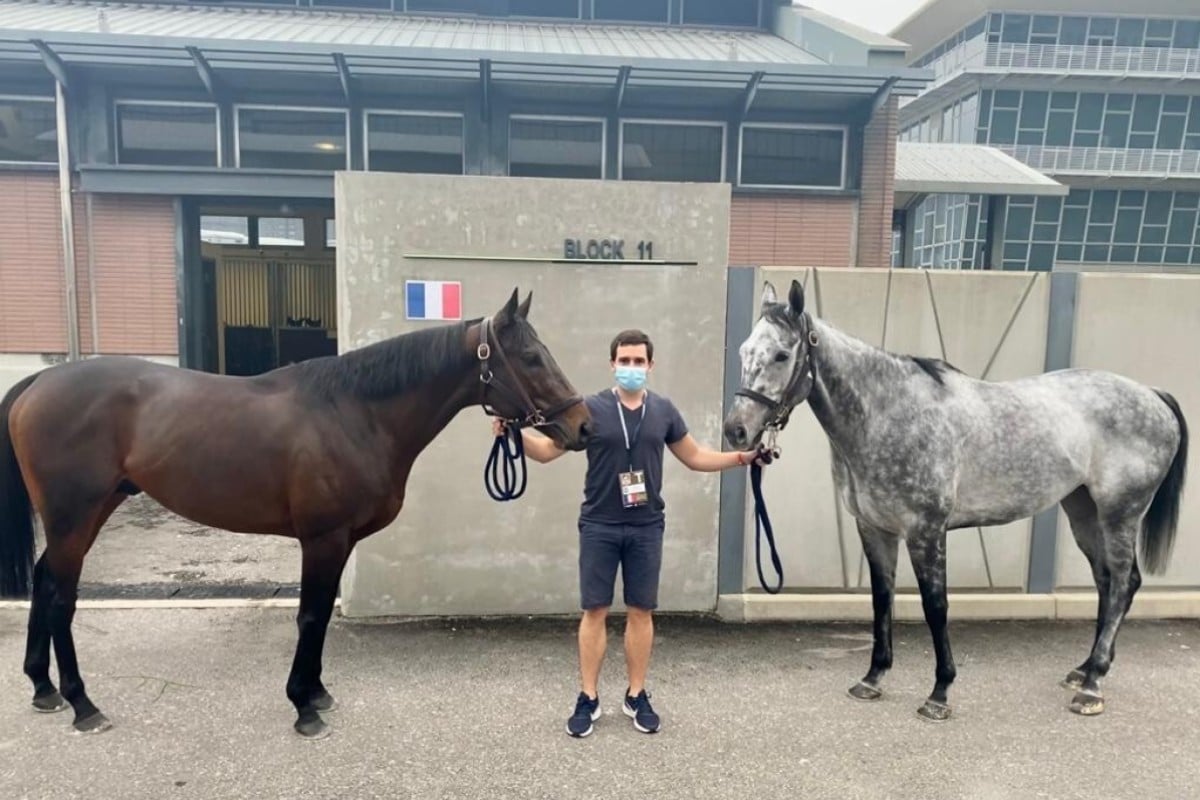 Jerome Reynier with Royal Julius (left) and Skalleti at Sha Tin. Photo: Jerome Reynier